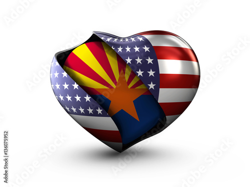 USA State Arizona flag on white background. 3d Illustration.