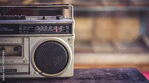 Antique transistor radio in vintage style.
