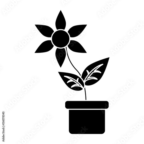 flower pot leaves garden nature pictogram vector illustration eps 10