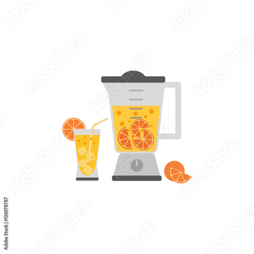 Kitchen appliance isolated on white. Electric juice blender. Home food processor juicer machine. Flat style vector. Design element fresh drink kitchenware equipment advertisement background banner
