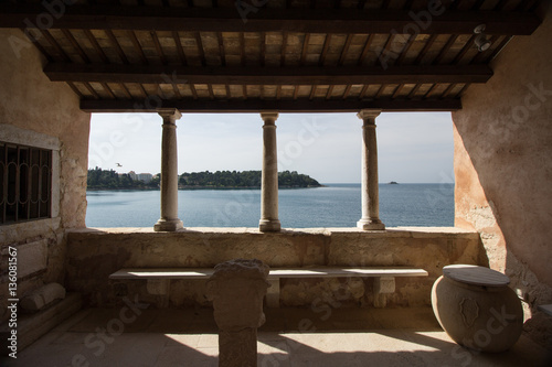 Overlooking the Istrian bay of Porec  also known as Parenzo  in Croatia  from an ancient alcove