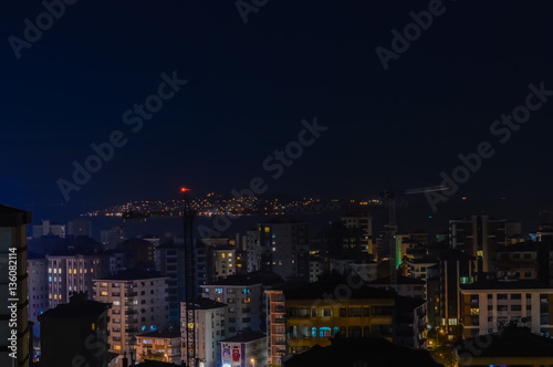 Aerial view of Kadikoy district of Istanbul city at night