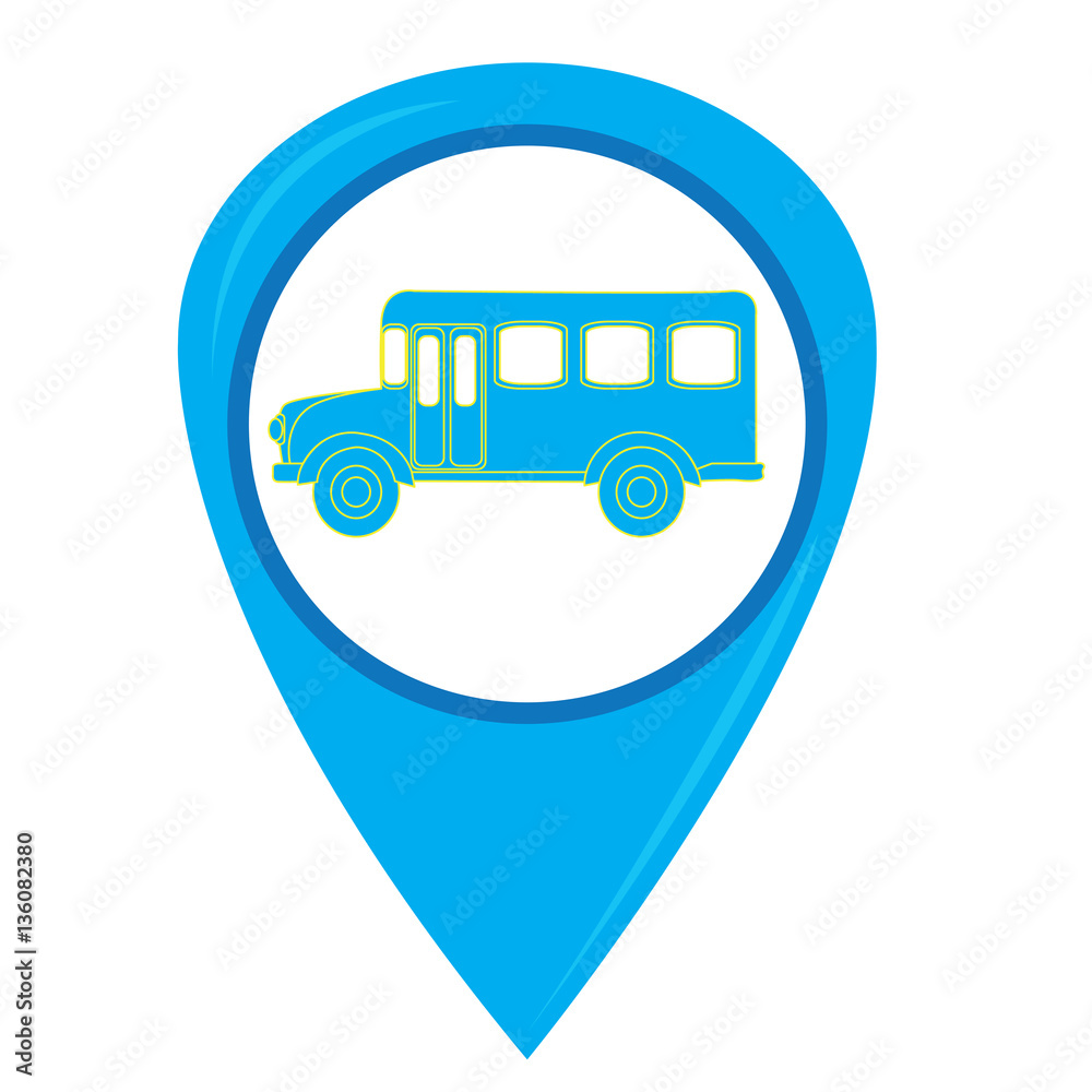 Isolated school bus on a pin, Vector illustration Isolated school bus on a pin, Vector illustration
