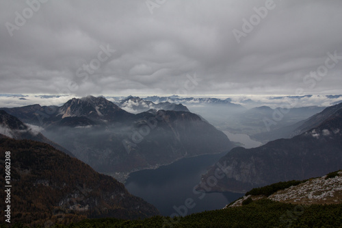 View from Five fingers on top of Krippenstein above Hallstatt lake photo
