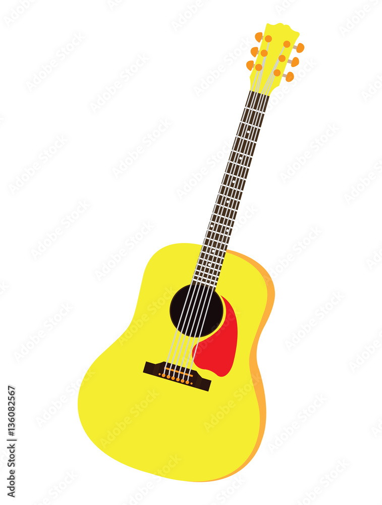 Isolated wooden guitar on a white background, Vector illustration Isolated wooden guitar on a white background, Vector illustration