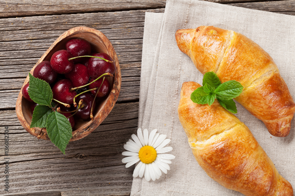 Croissants, cherry and chamomile