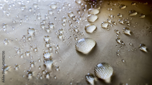 Close up of waterdrops on a raincoat
