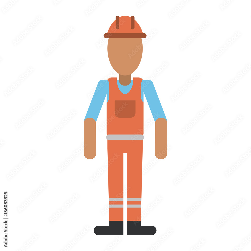man with helmet uniform work professional contractor vector illustration eps 10