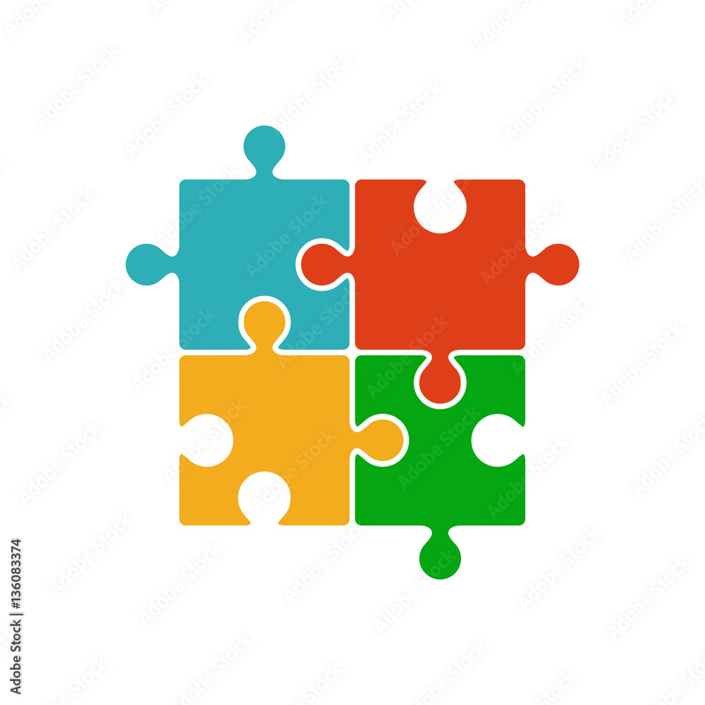 Four piece color puzzle icon Four piece color puzzle icon