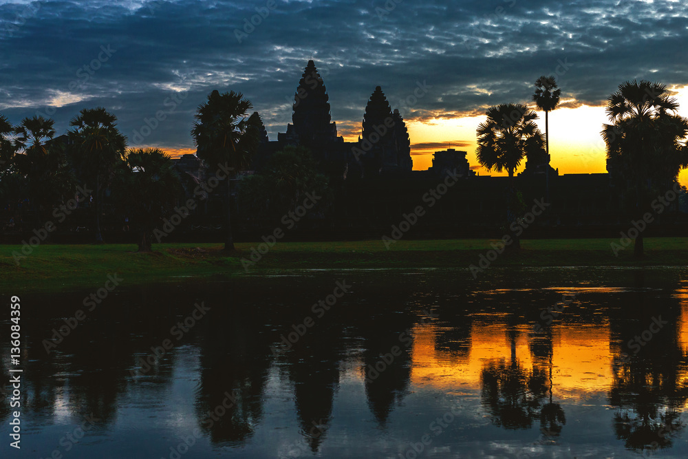 Sunrise at Angkor Wat Temple. Twillings time.  Cambodia