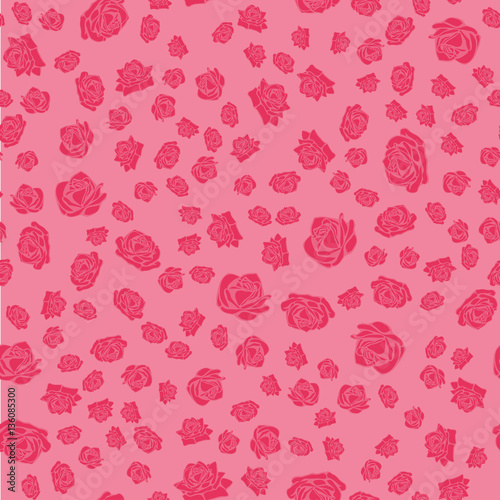 Red Rose flowers silhouette seamless pattern.