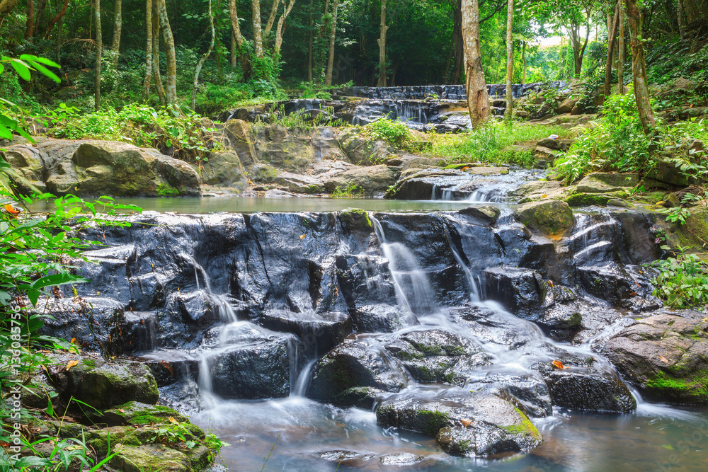 Fototapeta premium Beatiful of waterfall in national green forest background