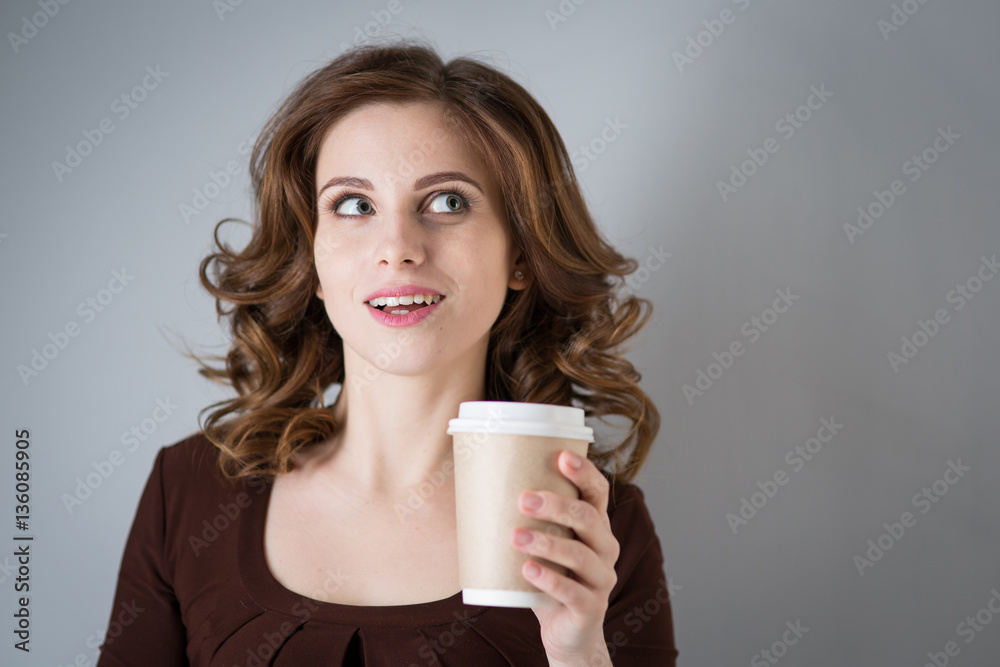 Young woman with coffee, Young woman with coffee,