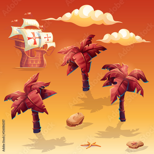 Set of vector cartoon illustration