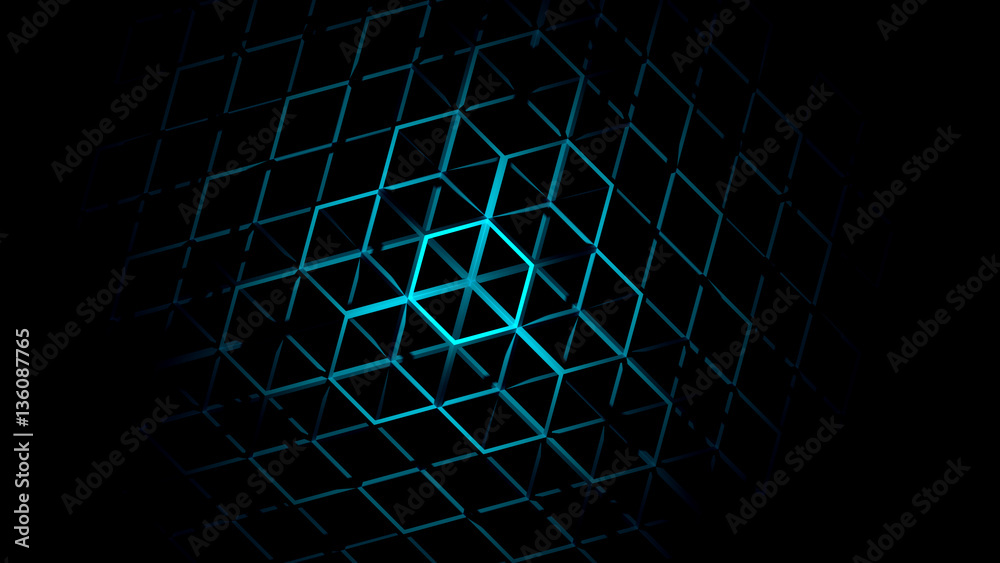 3D Abstract Geometric Neon Background 3d Rendering - obrazy, fototapety, plakaty 