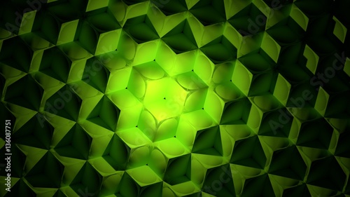 Green Abstract Cubes Background 3d Rendering