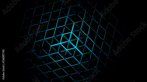 3D Abstract Geometric Neon Background 3d Rendering
