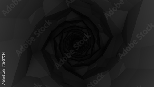 Black Empty Low Poly Geometric Swirl Background 3d Rendering