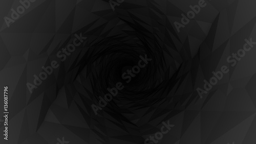 Black Empty Low Poly Geometric Swirl Background 3d Rendering