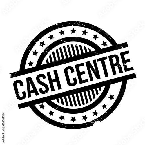 Cash Centre rubber stamp. Grunge design with dust scratches. Effects can be easily removed for a clean, crisp look. Color is easily changed.