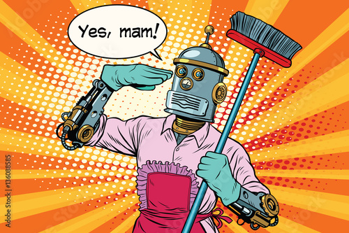 yes mam Robot and cleaning the house