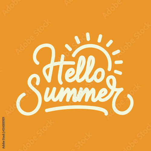 "Hello Summer" creative typography. Digital lettering poster. Eps10 vector.