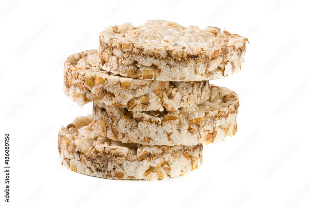 stack of grain crispbreads isolated on white background stack of grain crispbreads isolated on white background