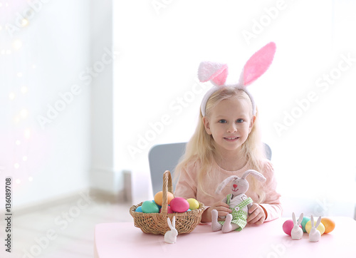 Cute funny girl with bunny ...