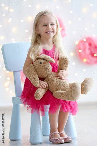 Cute funny girl with bunny ...