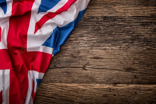 Valokuva Flag of UK  on old wooden background