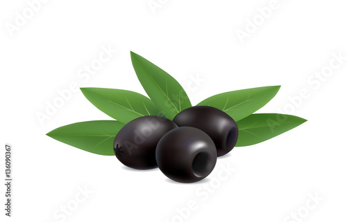 illustration of black olives on white background
