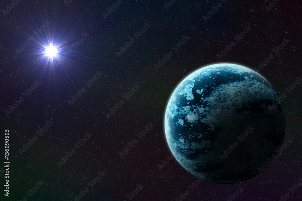 Planeet verlicht door een ster