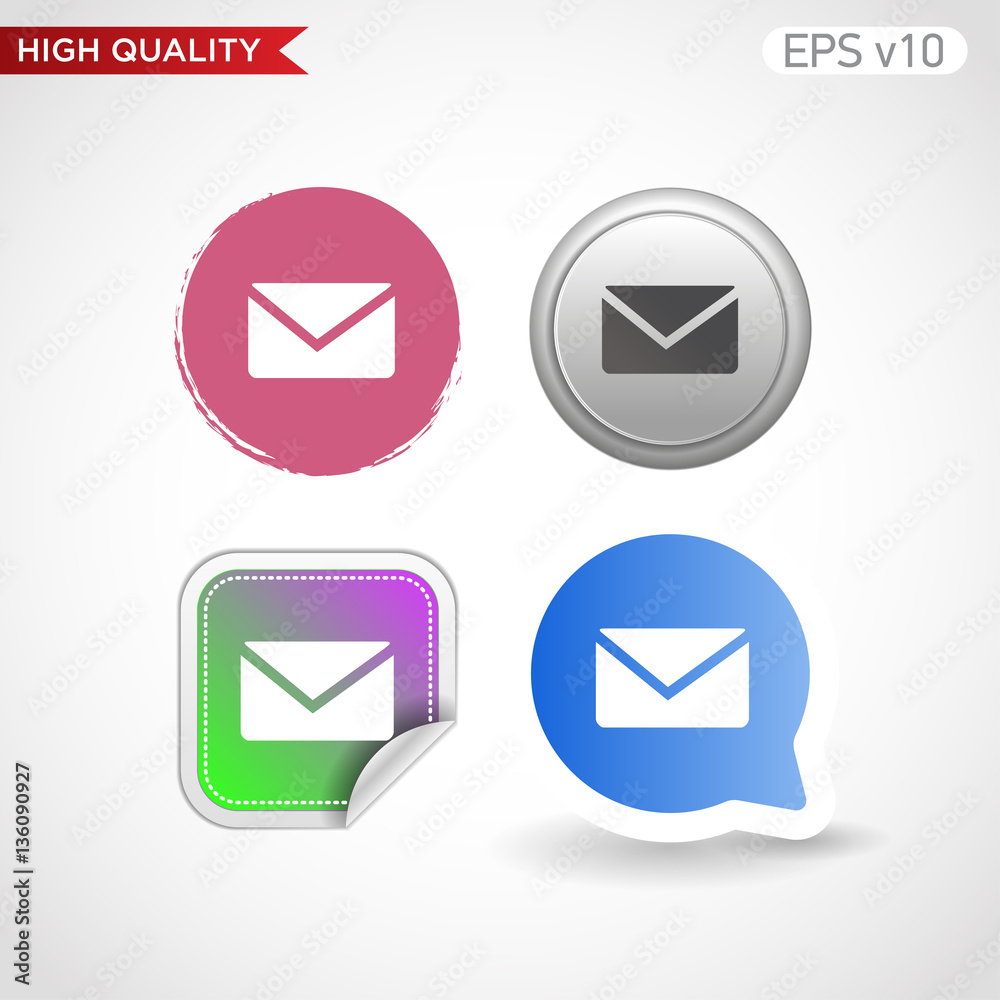 Mail icon. Button with mail icon. Modern UI vector. Mail icon. Button with mail icon. Modern UI vector.