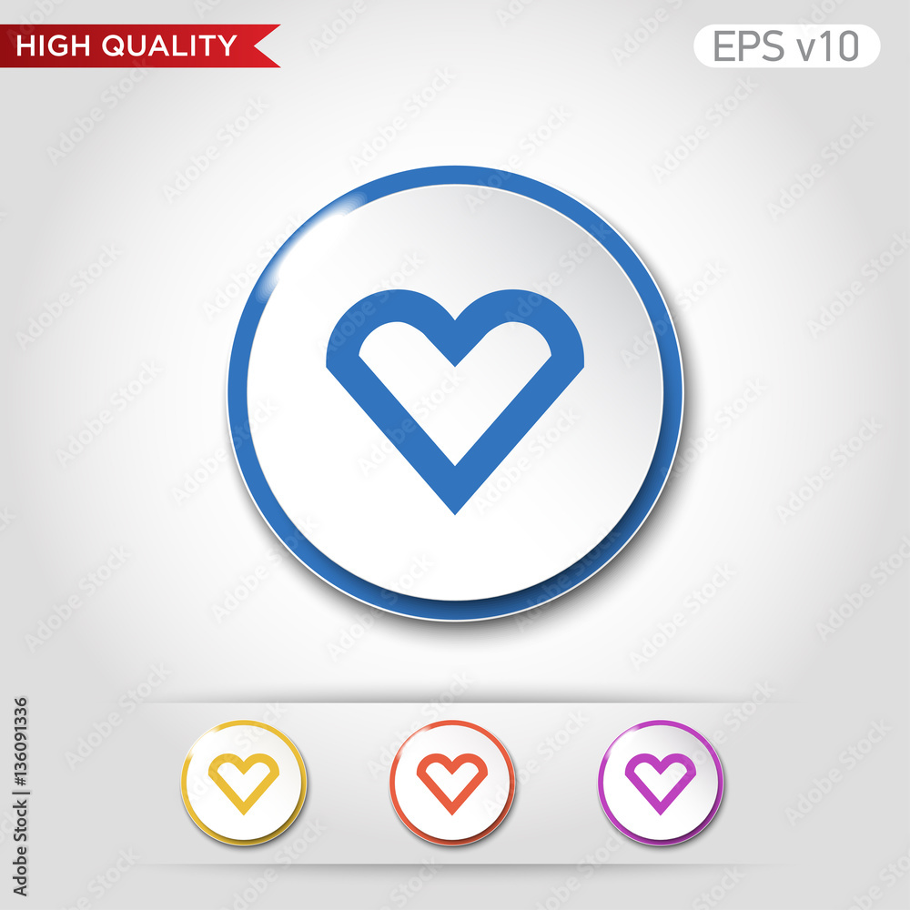 Heart icon. Button with heart icon. Modern UI vector. Heart icon. Button with heart icon. Modern UI vector.
