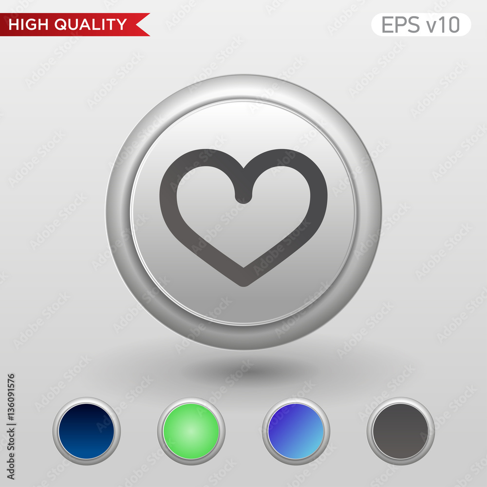 Heart icon. Button with heart icon. Modern UI vector. Heart icon. Button with heart icon. Modern UI vector.