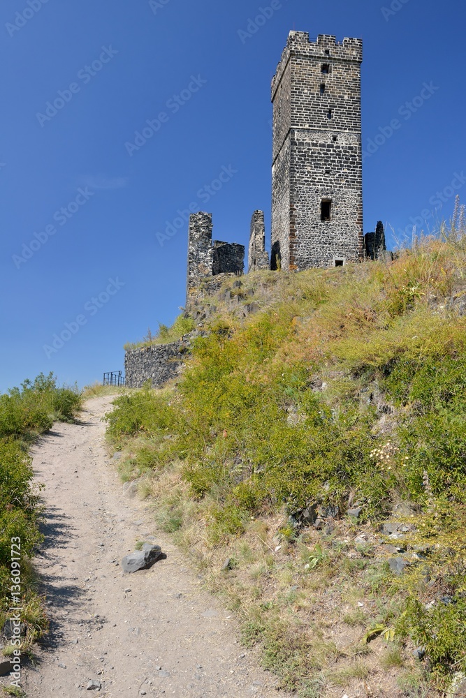 The white tower, ruins of Hazmburk castle, Czech republic, 2016