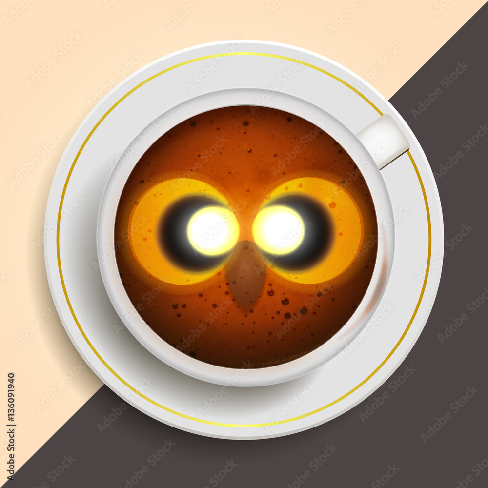 Owl drinking coffee Owl drinking coffee