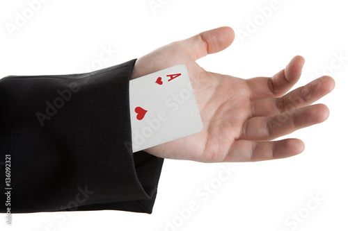card ace of hearts from the sleeve of jacket