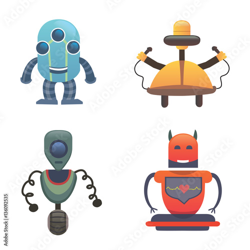 Cute Robots. Set robot vectoor illustration © denis08131