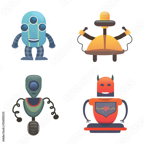 Cute Robots. Set robot vectoor illustration