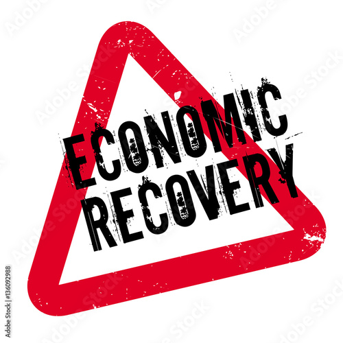 Economic Recovery rubber stamp. Grunge design with dust scratches. Effects can be easily removed for a clean, crisp look. Color is easily changed.