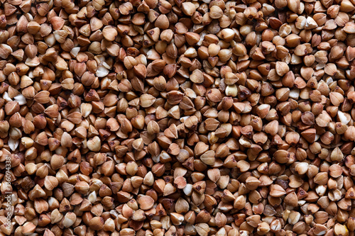 Background of dried buckwheat from above.