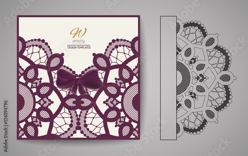 Laser Cut Invitation Card. Laser cutting pattern for invitation wedding card.