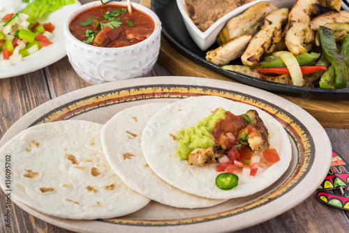 Mexican food. Chicken fajitas.