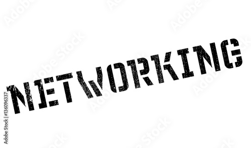 Networking rubber stamp. Grunge design with dust scratches. Effects can be easily removed for a clean, crisp look. Color is easily changed.
