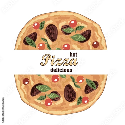hot delicious Italian pizza and ingredients