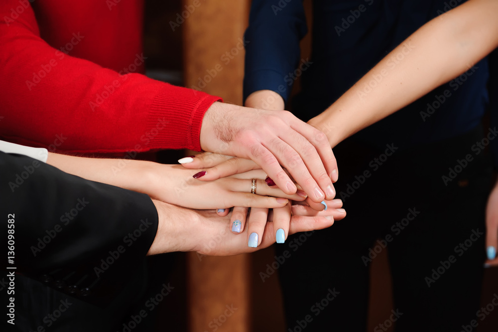 Obraz premium Business Team Stack Hands Support Concept