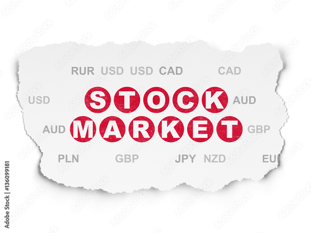 Finance concept: Stock Market on Torn Paper background