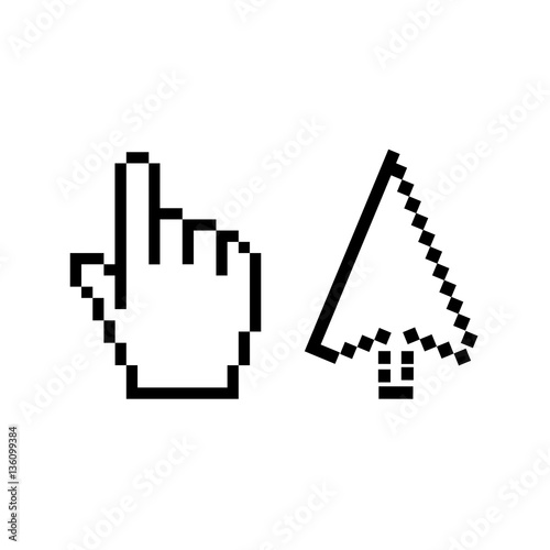 Hand and arrow cursor vector icon