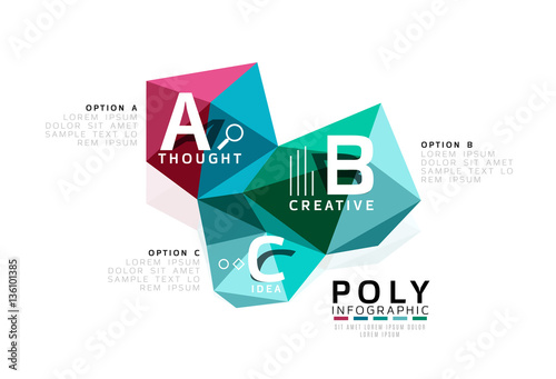 Vector colorful abstract low poly infographic background